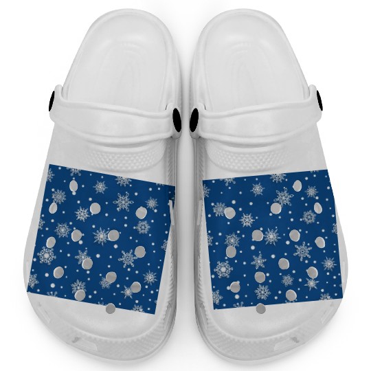 Modern Navy Blue Snowflakes Pattern Clogs