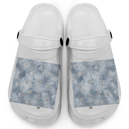 Grey White Snowflakes Pattern Clogs