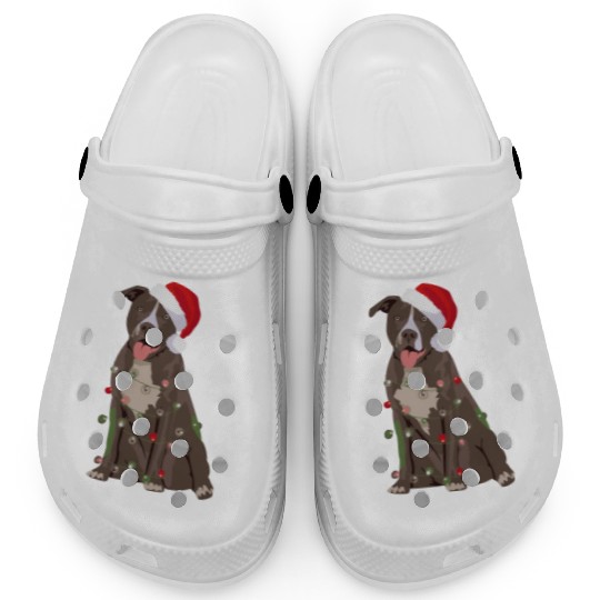 Pittie Pitbull Christmas Lights Xmas Dog Lover Clogs
