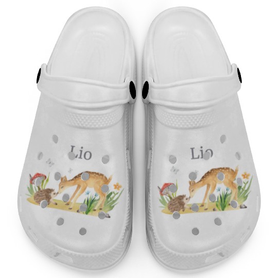 Forest Animal Deer Hedgehog Flowers Name Lio Clogs