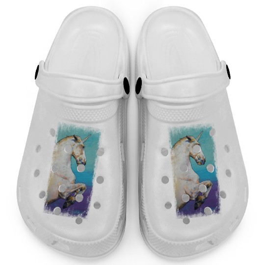 White Unicorn Design Clogs