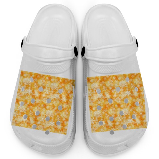 Orange White Snowflakes Pattern Clogs