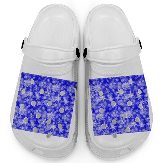 Navy Blue White Snowflakes Pattern Clogs