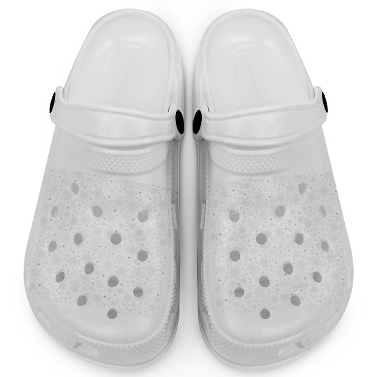Modern Snowflakes Pattern White Silver Clogs