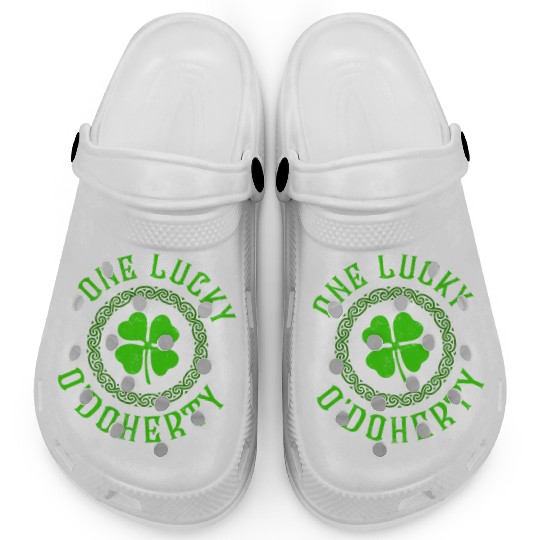 One Lucky O'Doherty Irish Family Four Leaf Clover Clogs