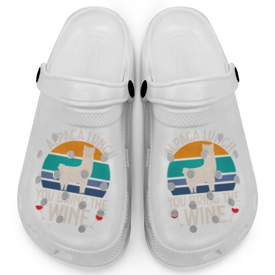 Alpaca Lunch You Bring The Wine Drinker Llama Clogs