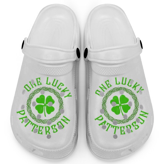 One Lucky Patterson Irish Family Four Leaf Clover Clogs