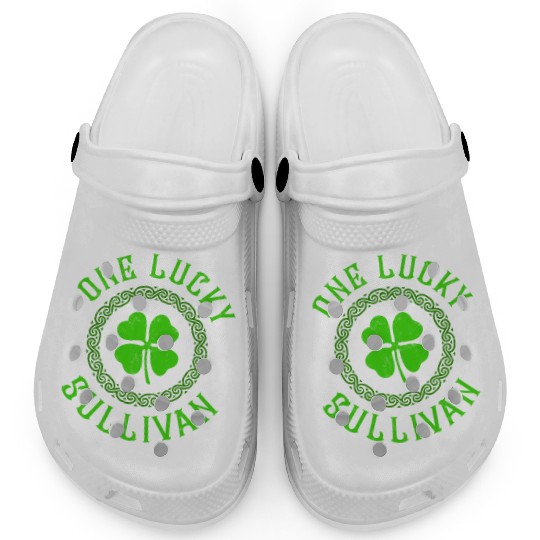One Lucky Sullivan Irish Family Four Leaf Clover Clogs