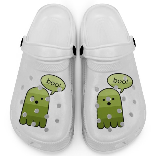 Army Green Boo Ghost Halloween Clogs