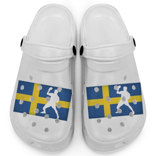 Sweden Table Tennis Player Swedish Flag Clogs
