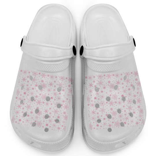Snowflakes Pattern Pink White Clogs