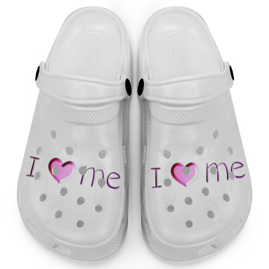 i love me lettering pink Clogs