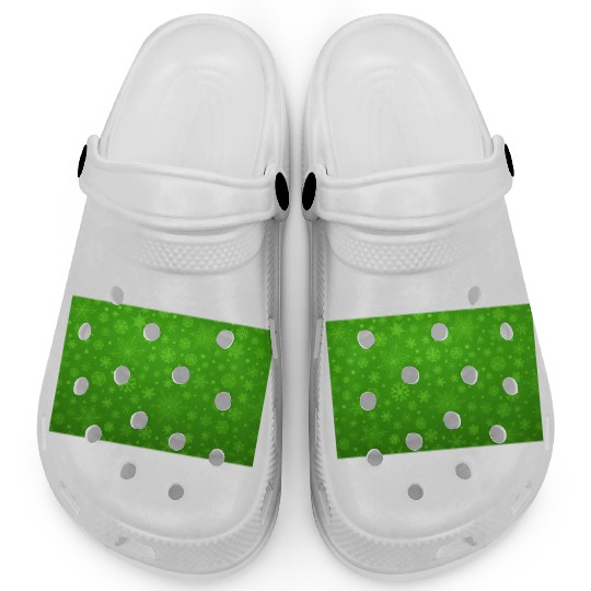 Abstract Green Snowflakes Pattern Clogs