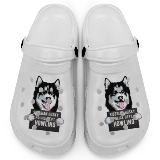 Husky Mugshot Dog Lover Clogs