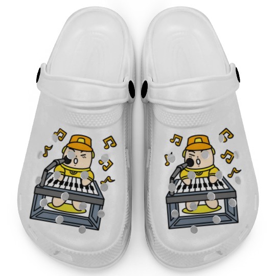 Boy singing with electric piano Clogs