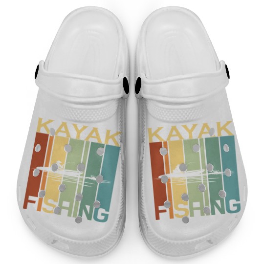 Kayak Fishing Fishing Fisherman Retro Vintage Clogs