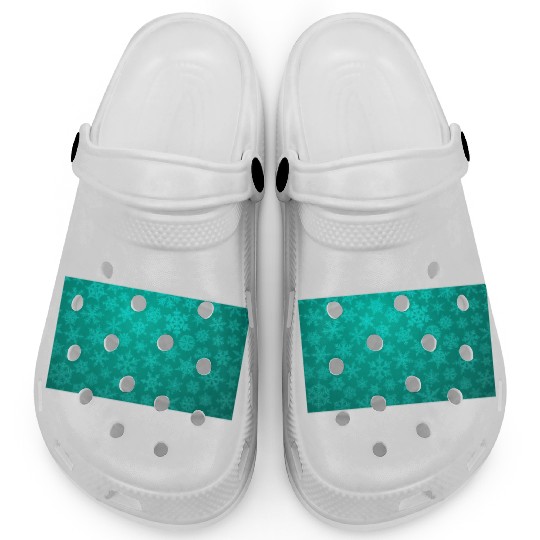 Teal Snowflakes Christmas Pattern Clogs