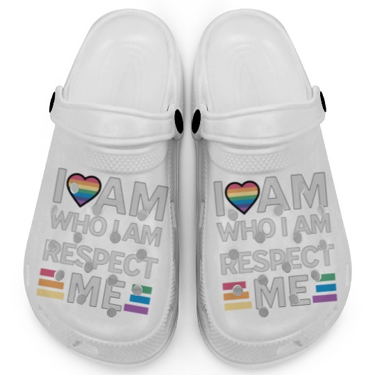i am who i am respect me rainbow unisex Clogs