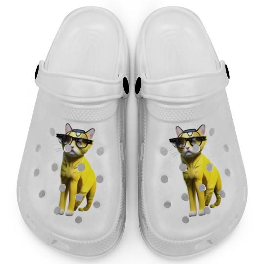 Yellow cute cat character _ cat’s sticker. Clogs