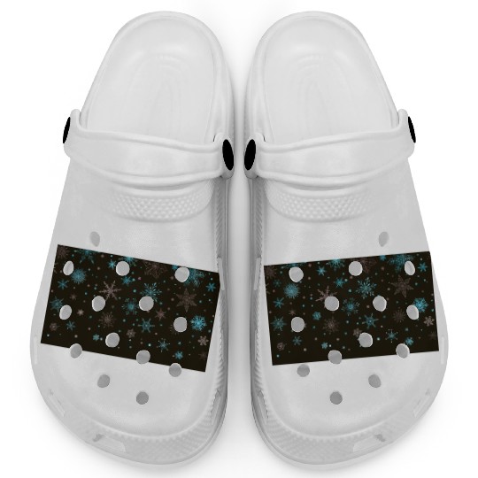 Elegant Snowflakes Black Blue Silver Clogs