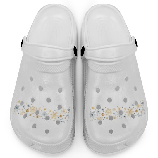 Elegant Snowflakes White Gold Silver Clogs
