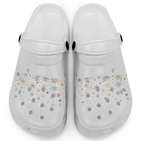 Elegant Snowflakes White Gold Silver Clogs