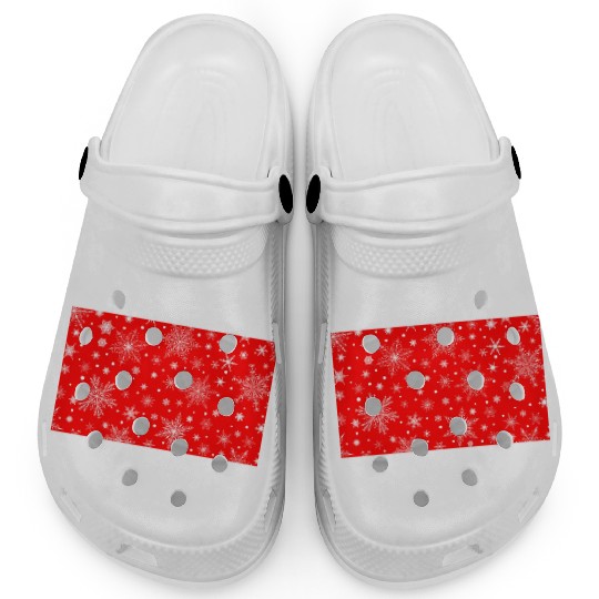 Snowflakes Pattern Red White Clogs