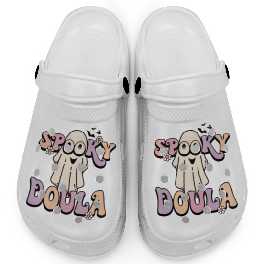 Cute Spooky Doula Halloween Retro Clogs