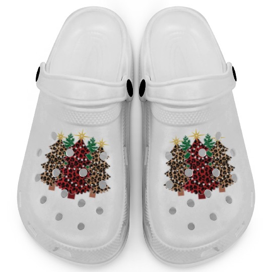 Cute Merry Christmas Leopard Print Tree Christmas Clogs