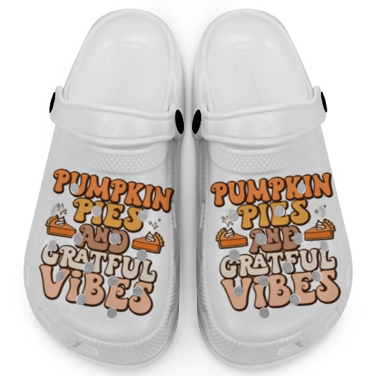 Retro Pumpkin Pies Grateful Vibes Thanksgiving Clogs