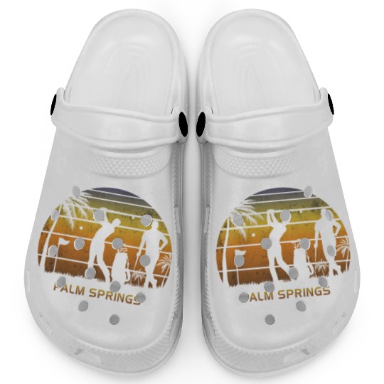Retro Palm Springs Golf Golfing Fan Golfer Gift Clogs