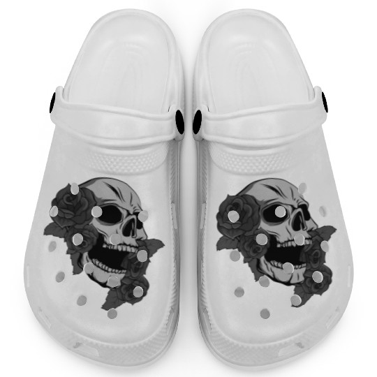 Black Skull Roses Aesthetic Goth Gothic Clogs