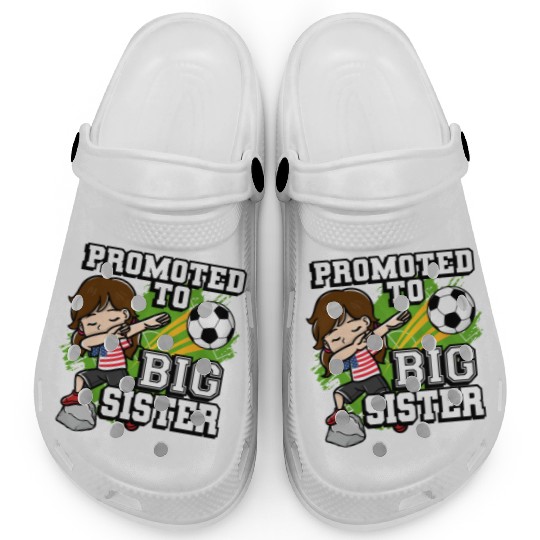 Promoted To Big Sister Soccer Player American Flag Clogs