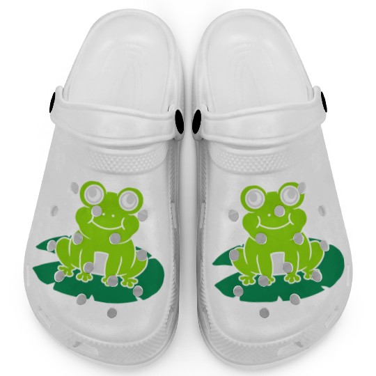 Cute frog sitting water lily Clogs