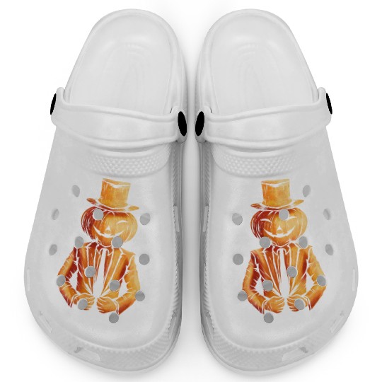 Realistic Jack O Lantern Pumpkin Man In Suit Clogs
