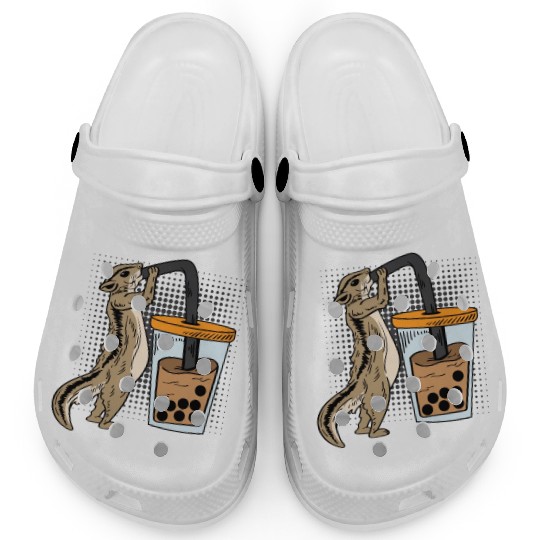Squirrel Bubble Tea Drinker Gift Clogs