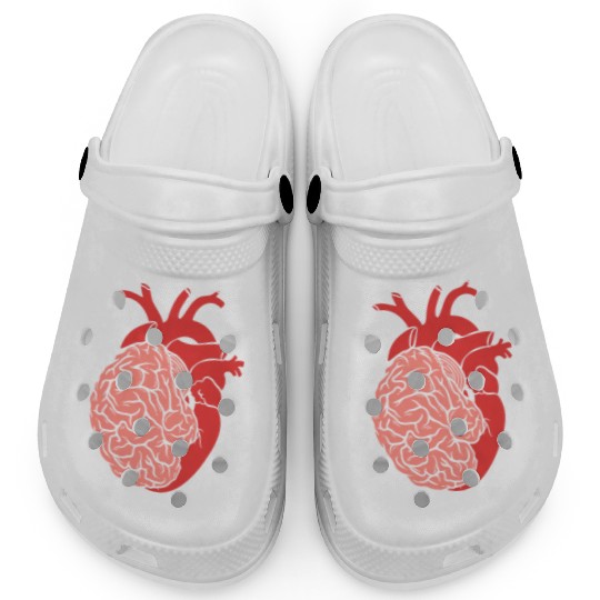 Half Brain Half Heart Organ Anatomy Science Clogs
