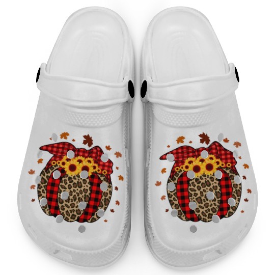 Pumpkin Jack O' Lantern Leopard Plaid Halloween Clogs
