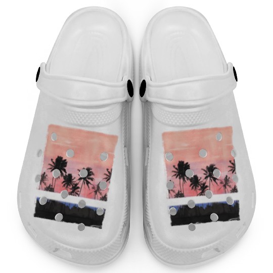 Malibu California Vacation Souvenir Palm Tree Clogs