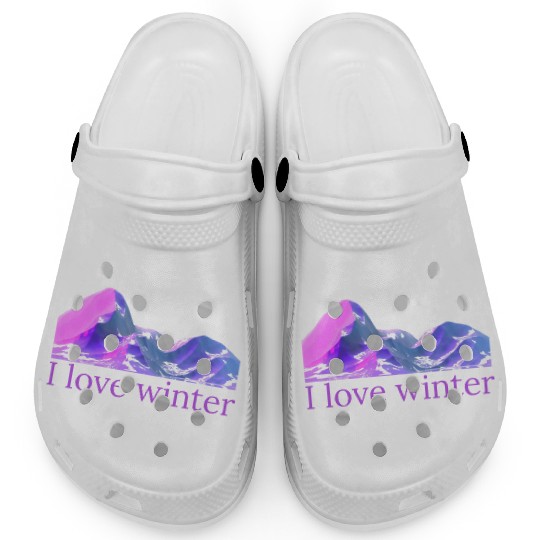 I love winter - mountain-winter in cool colors Clogs