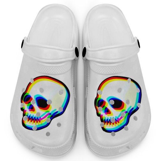 Modern Neon Skull Illustration Clogs
