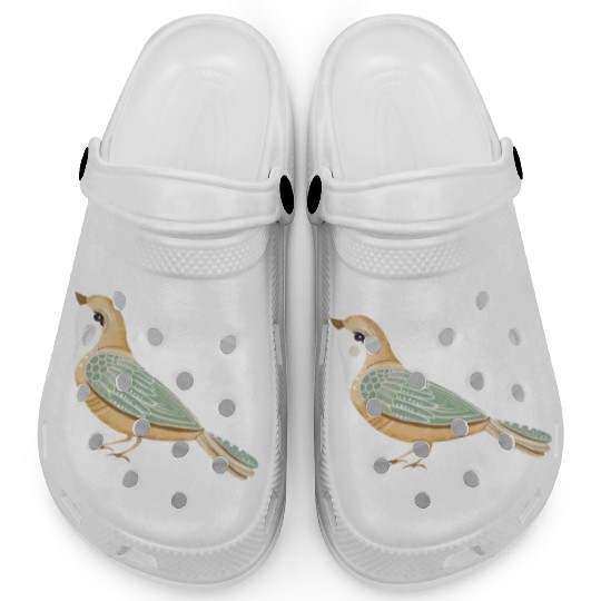 Folk art little fancy bird Clogs