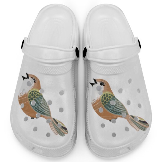 Folk art song bird Clogs