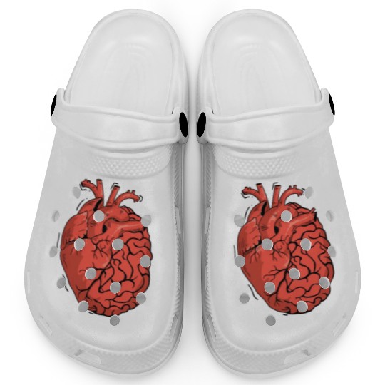 Half Brain Half Heart Organ Anatomy Science Clogs