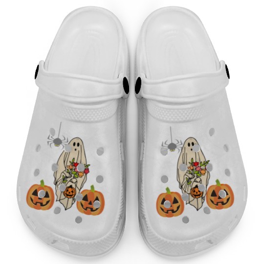 Halloween Costume Floral Ghost Pumpkin SpiderWeb Clogs