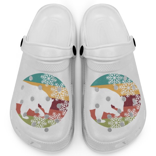 Retro Christmas Bear and Snowflakes for Bear lover Clogs