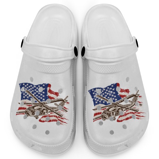 Helicopter with american flag background - chopper Clogs