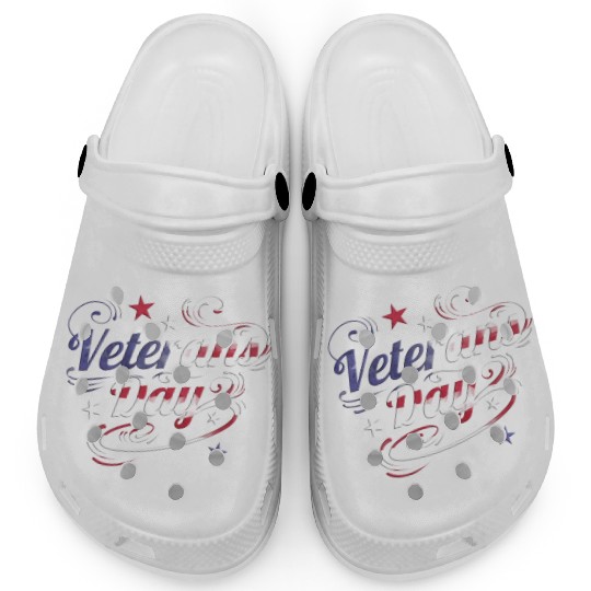 US Flag Colored Logo For Veterans Day Clogs