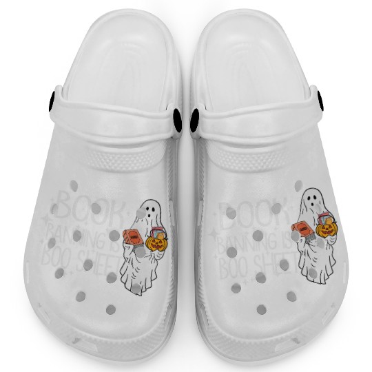 Cute Ghost Book Banning Is Soo Sheet Teacher Clogs