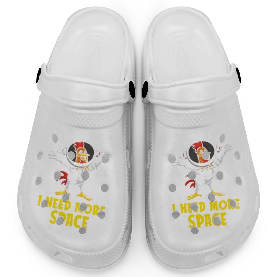 Rooster Cock Astronaut I Need More Space Clogs